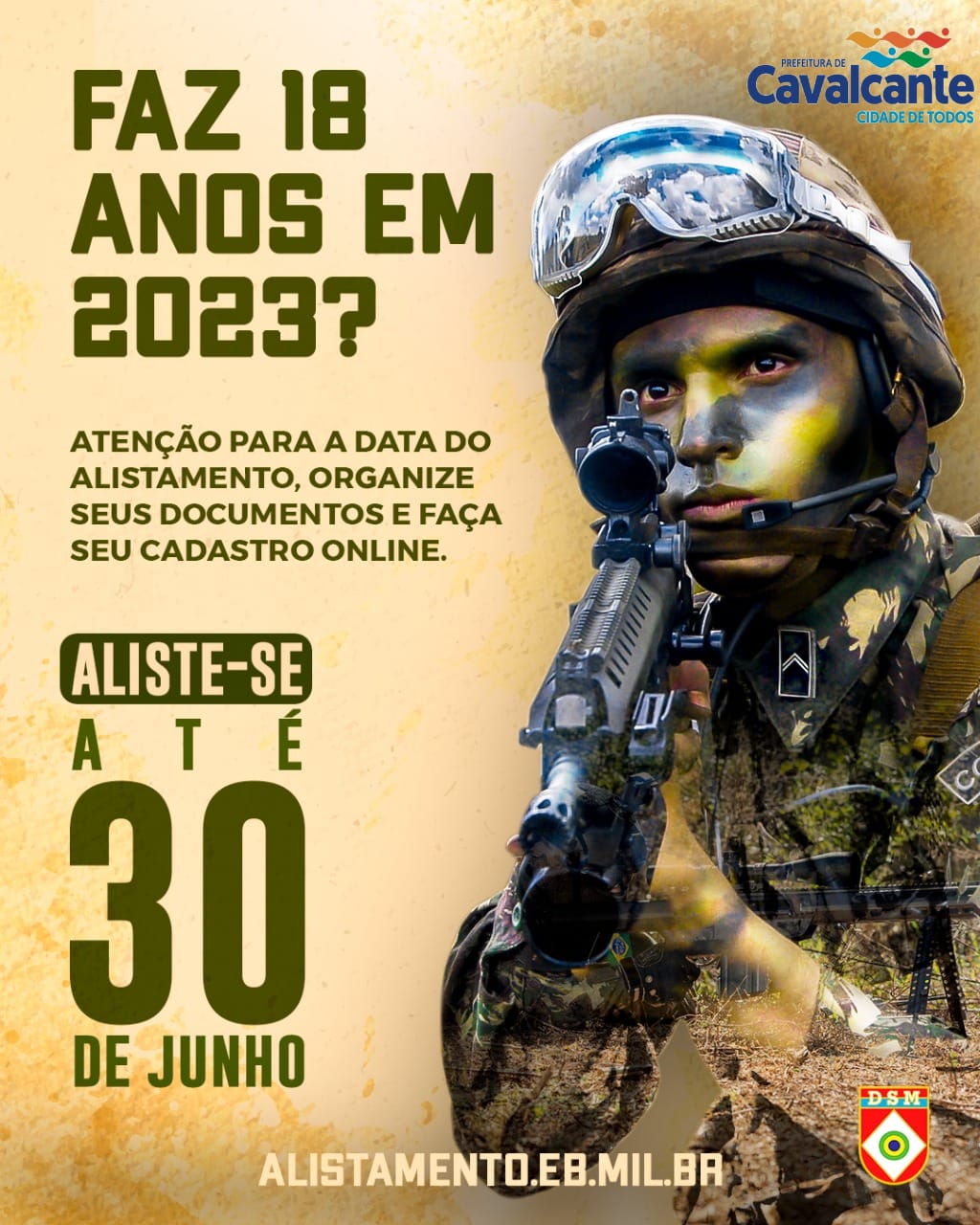 Exército Brasileiro - Se você completa 18 anos em 2021, aliste-se até 30 de  junho. Acesse e faça o #alistamento online: bit.ly/AlisteSe #ServiçoMilitar